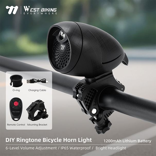4-in-1 Bicycle Bell Horn With Anti-Theft Alarm Headlight Remote Control Waterproof Rechargeable Safety Accessories_desvips.com