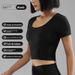 Factory Wholesale Yoga Shirt With Chest Pad For Women, Short Sleeve Tight-Fitting Sports Running Morning Jogging Pilates_desvips.com