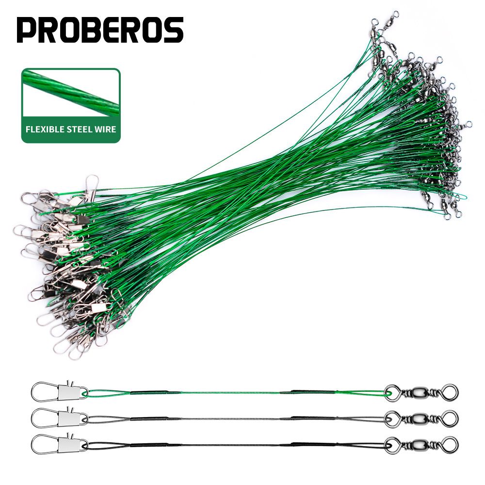 Leader Stainless Anti-Bite With Snap Pin Figure-Eight Ring Steel Wire Line Lure Fishing Gear Accessories Bulk_desvips.com