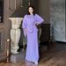 Women's Clothing Autumn New Round Neck Bat Sleeve Waist Slim Dress Suit for Women_desvips.com