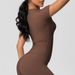 Women's Solid Color Double Sided Brushed Tight Fitting Short Sleeve T-Shirt for Sports Running Fitness Yoga_desvips.com
