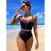 2025 New Push-Up Double Shoulder Sexy Backless One-Piece Bikini Swimsuit_desvips.com