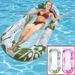New Printed Inflatable Floating Row Foldable Backrest Swimming Ring Inflatable Floating Bed Water Lounge Chair Inflatable Net Floating Row_desvips.com
