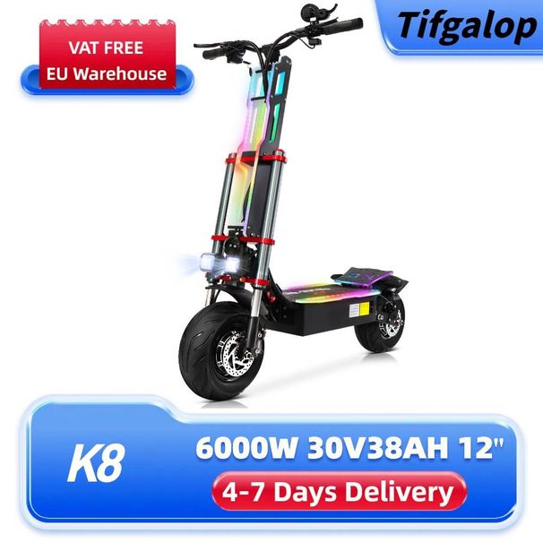 Tifgalop K8 Electric Scooter 6000W 12Inch 60V 36AH Battery With Detachable Seat_desvips.com