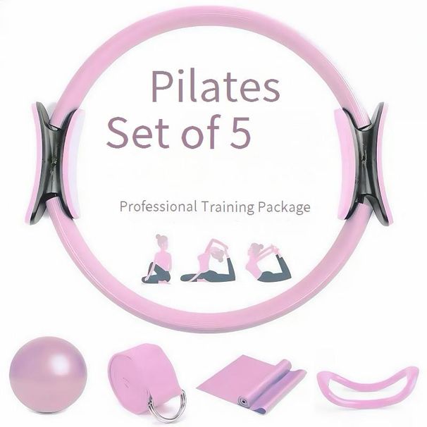 Five Piece Body Shaping Artifact Pilates Yoga Ball Yoga Ring Stretching Belt Tension Belt Home Portable Fitness Set_desvips.com