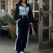 2024 Style Fashionable Casual Hoodie With Denim Patchwork Hooded Top And Pants Two-piece Set For Women's Clothing_desvips.com