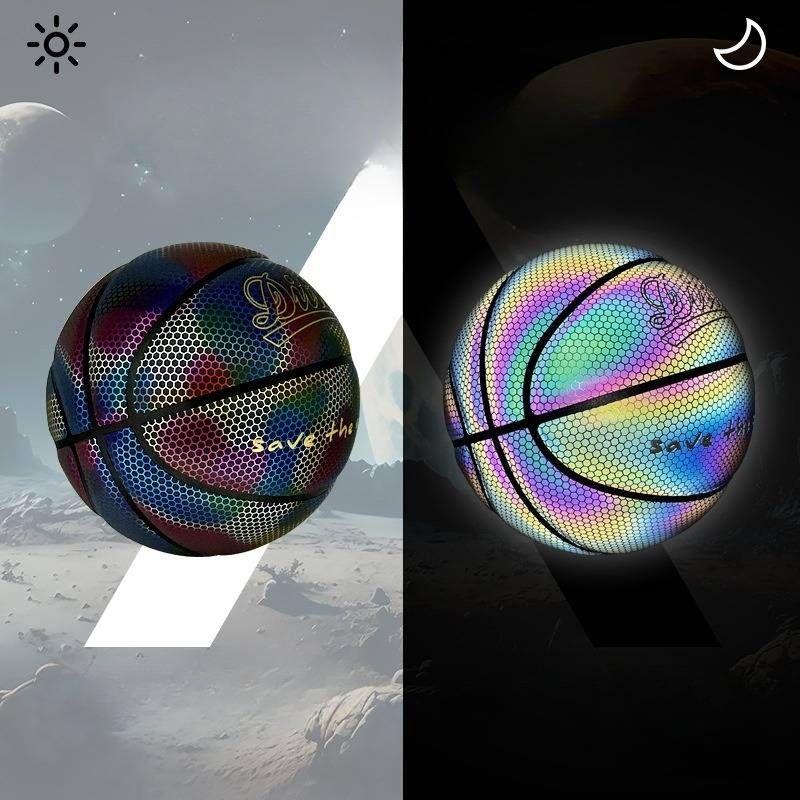 Reflective & Glow In The Dark Size 7 Basketball - Durable PU Street Basketball With Anti-Slip Grip_desvips.com