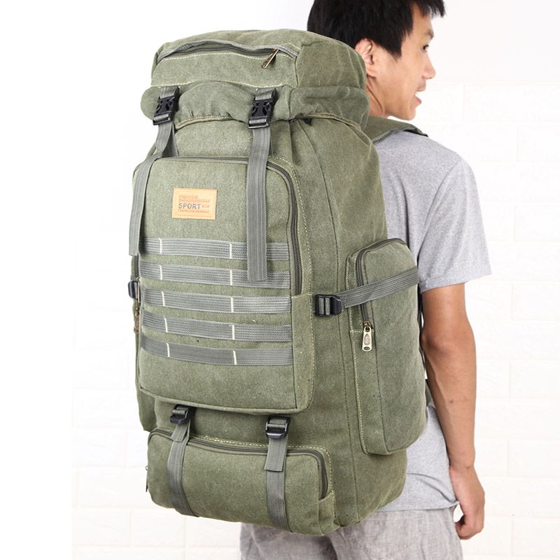 Canvas Men's Sports On Foot Vintage Military Backpack_desvips.com