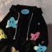 Kuromi Cartoon Hooded Girl Patchwork Sweatshirt Cardigan Jacket New Arrival_desvips.com