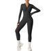KEEPER Women's Long Sleeve Jumpsuit - Stretchy Yoga Bodysuit With Moisture-Wicking Fabric, Black & Pink, S-4XL_desvips.com