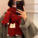 Year Christmas Red Scarf For Women Autumn Winter Knitted Wool Warm Fashion Versatile 2025 New Student Neck Warmer Solid_desvips.com