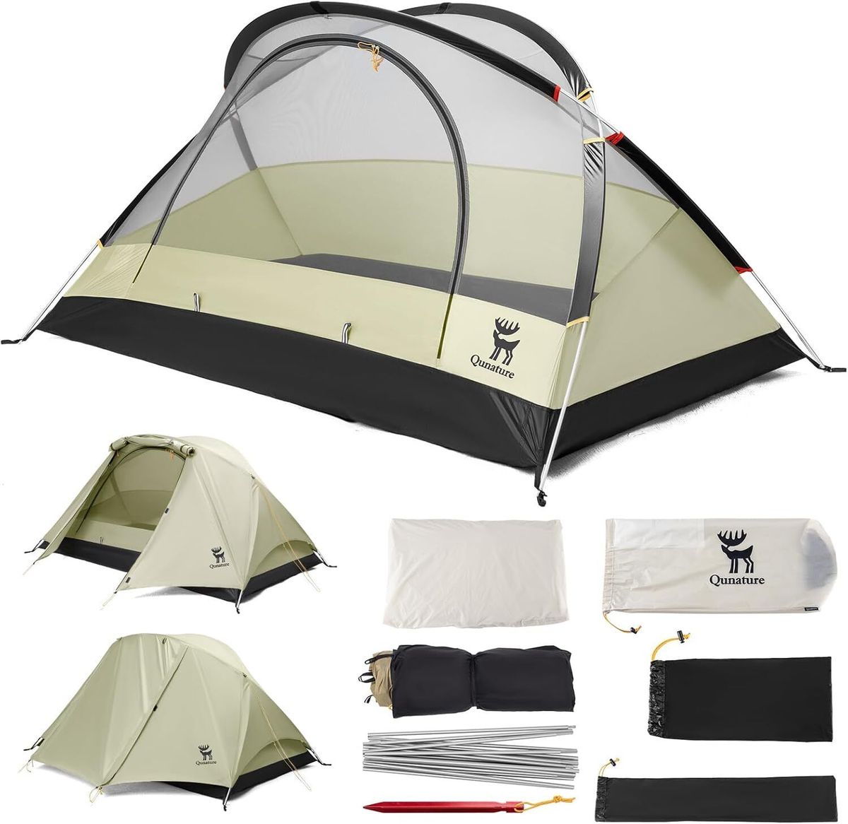 Qunature Camping Tent For 2 People Backpack Tent Waterproof Tent With X-structure_desvips.com