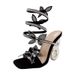 high heels snake-shaped winding strap Roman women's shoes 2024 new rhinestone butterfly 8-shaped special high heel sandals_desvips.com