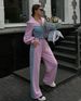 2024 Style Fashionable Casual Hoodie With Denim Patchwork Hooded Top And Pants Two-piece Set For Women's Clothing_desvips.com