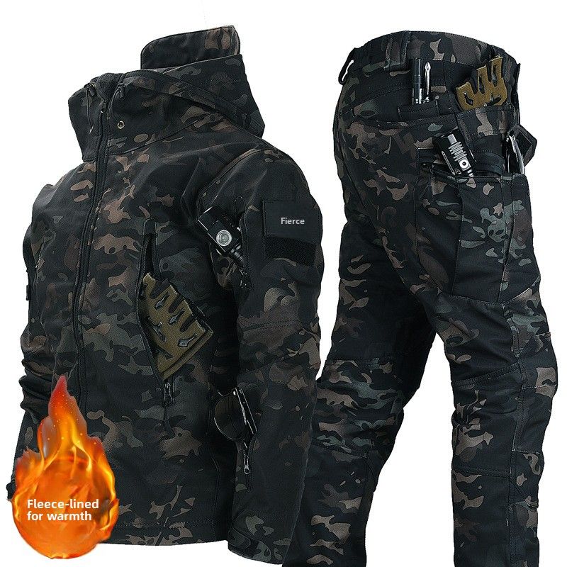 Shark Skin Soft Shell Men Winter Fleece Lined Warm Coat Mountaineering Waterproof Windproof Ski Cycling Jacket_desvips.com