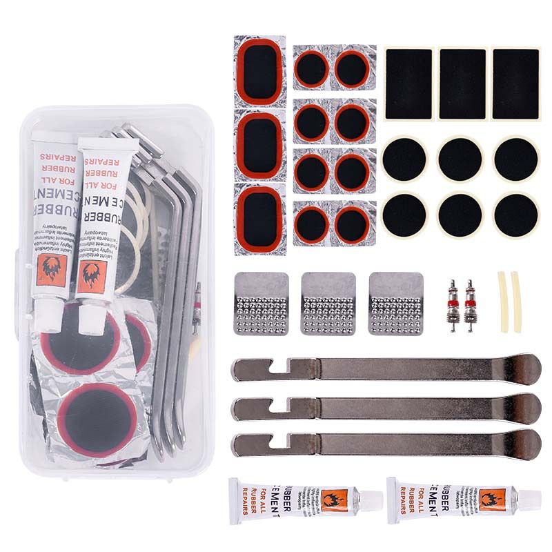 Mountain highway bike file, adhesive patch, pry bar, portable boxed bicycle tire patch tool_desvips.com