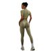 New Seamless Fitness Suit Short Sleeve Sports T-shirt High Waist Hip Lift Long Pants Yoga Set_desvips.com