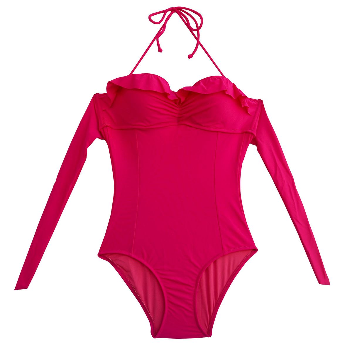 One-Piece Swimsuit For Women, Backless, Sexy, Underwire, Ruffled, Tummy-Covering, Small Chest, Push-Up, Pink, Casual,_desvips.com