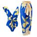New One-piece Triangle Swimsuit For Women With Floral Slimming Chiffon Long Skirt Beach Bikini_desvips.com