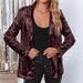 Women's Clothing new commuter style cardigan lapel long sleeved sequined casual suit_desvips.com