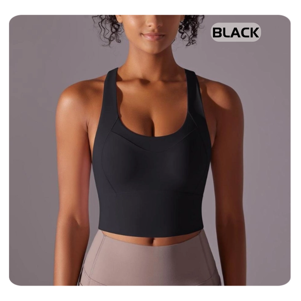 MIML Women's Nude Feel Solid Color Seamless One-Piece Cup Vest Crossback Yoga Sports Bra Running Fitness Gym Underwear 2025_desvips.com