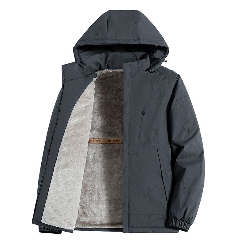 2026 Fashion Outdoor Thick Outerwear Youth/Men Windproof Waterproof Flocking Warm Zipper Hooded Jacket L-5XL_desvips.com