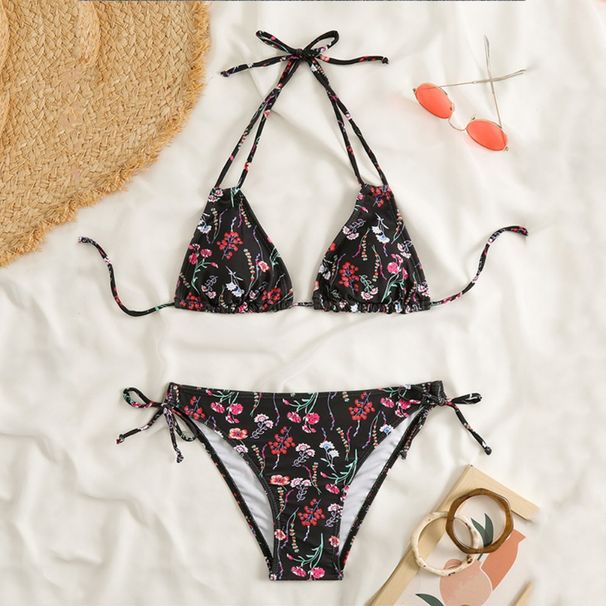 Cute Floral Bikini Extrem String Swimsuit Halter Backless Push Up Vacation Swimwear Women Y2K Beach Tropical Brazil_desvips.com
