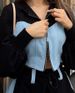 2024 Style Fashionable Casual Hoodie With Denim Patchwork Hooded Top And Pants Two-piece Set For Women's Clothing_desvips.com