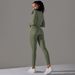 Seamless Knitted Solid Color Dot High Elastic Tight Breathable Yoga Suit Running And Fitness Two Piece Set_desvips.com