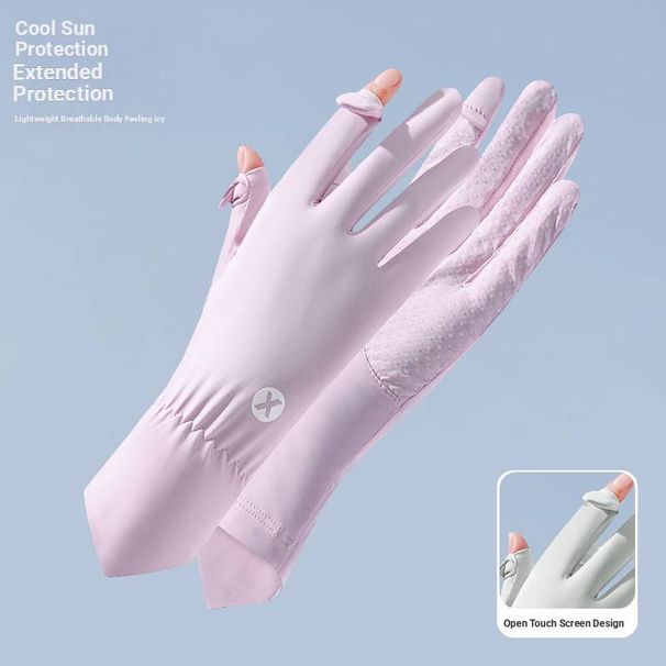 UPF50+ Sun Arm Sleeves – Fingerless Cooling Gloves For Driving, Cycling & Outdoor (Breathable, Touchscreen, Anti-Slip Grip)_desvips.com