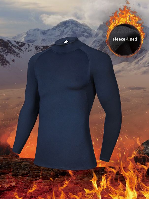 Outdoor Running Training Base Layer Thermal Underwear For Men, Fleece-Lined, Thickened, Tight-Fitting, Quick-Dry Sports_desvips.com
