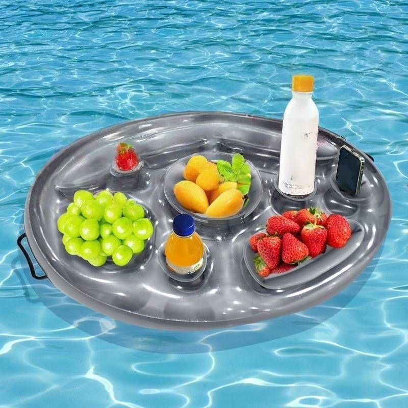 Eco-Friendly PVC Inflatable Drink Holder & Snack Tray - Floating Pool Party Accessory (Stable Durable And Multi-Functional)_desvips.com