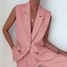 Women's Clothing vest suit with solid colours_desvips.com