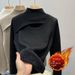 Soft Fleece-Lined High Neck Thermal Sweater - Cozy Loose Fit Pullover For Winter Layering (White, Black, Khaki, One Size)_desvips.com