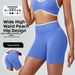 Women's High-Waisted Seamless Yoga Shorts Hip Lifting Color-Block Shaping Quick-Drying Elastic Breathable Fitness Pants_desvips.com