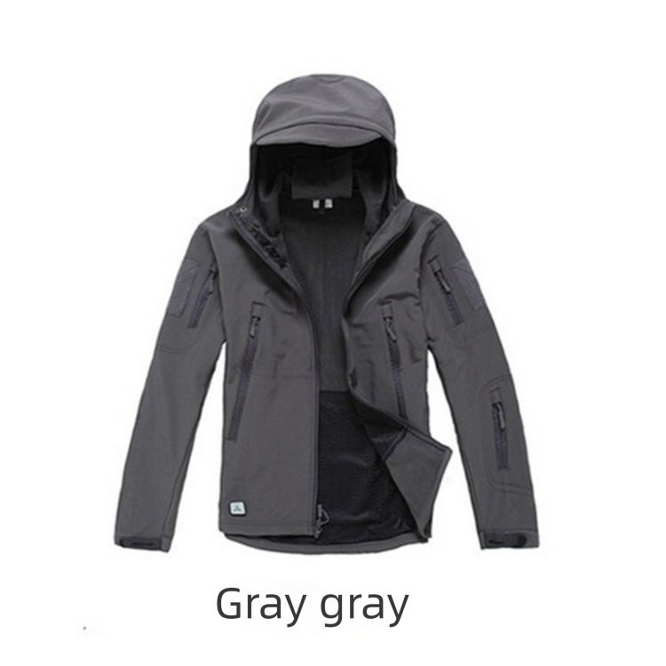 Soft Shell Men's Jacket Winter Hooded Thickened Warm Waterproof Breathable Camouflage_desvips.com
