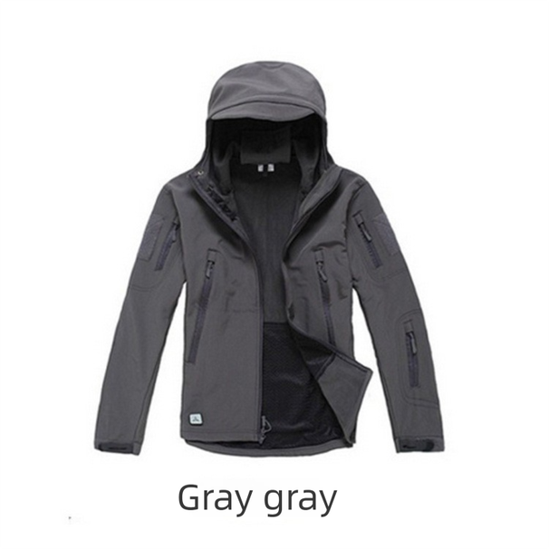 Soft Shell Men's Jacket Winter Hooded Thickened Warm Waterproof Breathable Camouflage_desvips.com