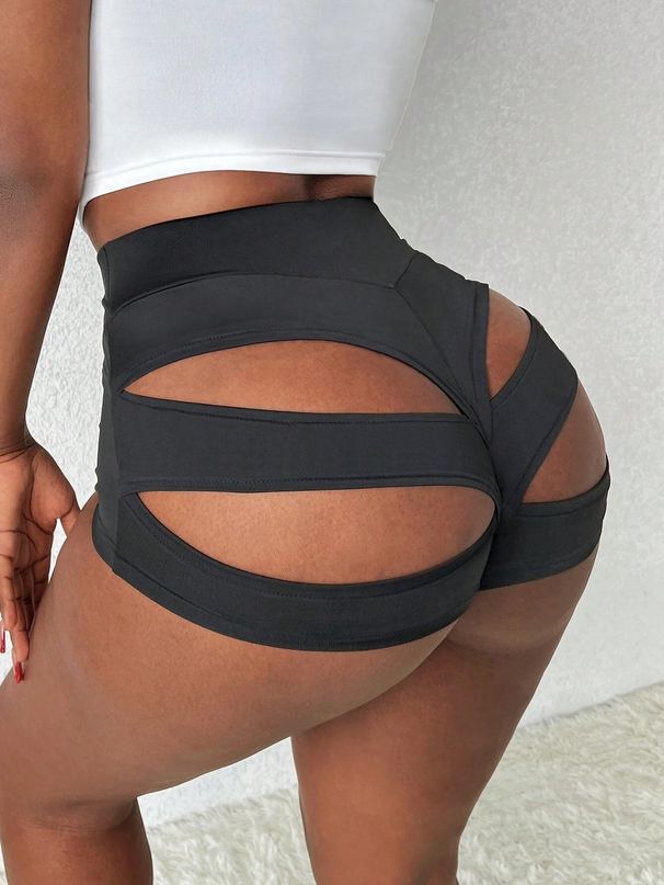Cross-border Bestseller In Europe America: Sexy Hollow-out Butt Shorts Sports And Fitness, Unique High-waisted_desvips.com
