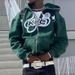 Fashion Spring New Letter Zipper Print Slim Fit Hooded Long Sleeve Sweatshirt_desvips.com
