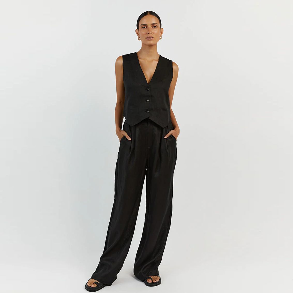 Women's Clothing Summer New Cotton And Linen Sleeveless Vest Vest Trousers Two Piece Suit Female Casual Fashion Suit_desvips.com
