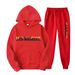 New Letter Fashion Print Unisex Sportswear Fleece Two-Piece Loose Hoodie Set_desvips.com