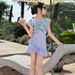 Short Sleeve Sun Protection One-piece Skirt Style Quick-drying Three-dimensional Large Flower Children's Girls_desvips.com