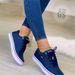 Thick Sole Mesh Breathable Casual Single Lace Up Round Head Solid Color Sports Women's Shoe_desvips.com