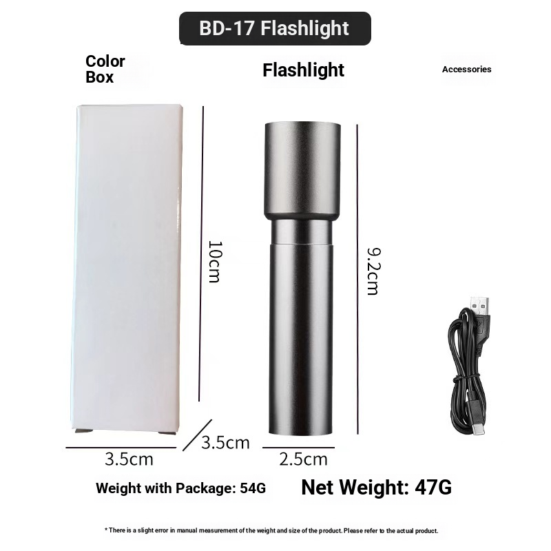 Aluminum Alloy Strong Light Flashlight Super Bright Outdoor Portable Charging Mini Long Shot Long Life Flashlight_desvips.com