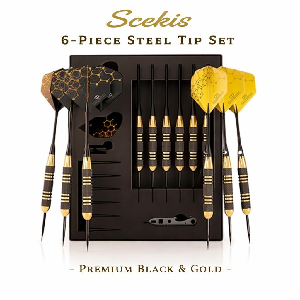 Premium 12pcs Steel Tip Darts Set Brass Barrels With Extra Flights Aluminum Shafts O-Rings Tool Sharpener Case For Competition & Leisure_desvips.com