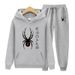New Men's And Women's Spider Web Set Sweatshirt Hooded Casual Fleece Trendy Brand Sweatpants With Letters_desvips.com