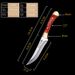 Authentic Mongolian Style Curved Meat Knife - Handcrafted Stainless Steel Blade With PU Leather Sheath (Red/Green/Blue Handle)_desvips.com