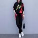 001 Plus Size Women's Fashionable Youthful Hooded Sweatshirt Sports Spring Autumn New Style Slimming Two-Piece Set For_desvips.com