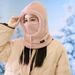 Winter Skiing Fleece-Lined Thickened Pullover With Neck Warmer Mask Women, Ear Protection, Windproof Cotton Hat For_desvips.com