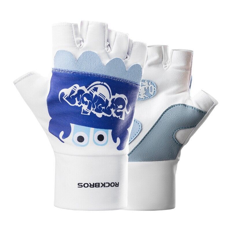 ROCKBROS Spring - Autumn Children's Half - Finger Gloves, Breathable Cycling Gloves_desvips.com
